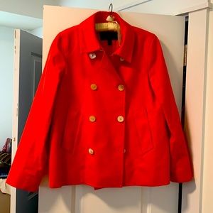Jcrew orange cotton pea coat